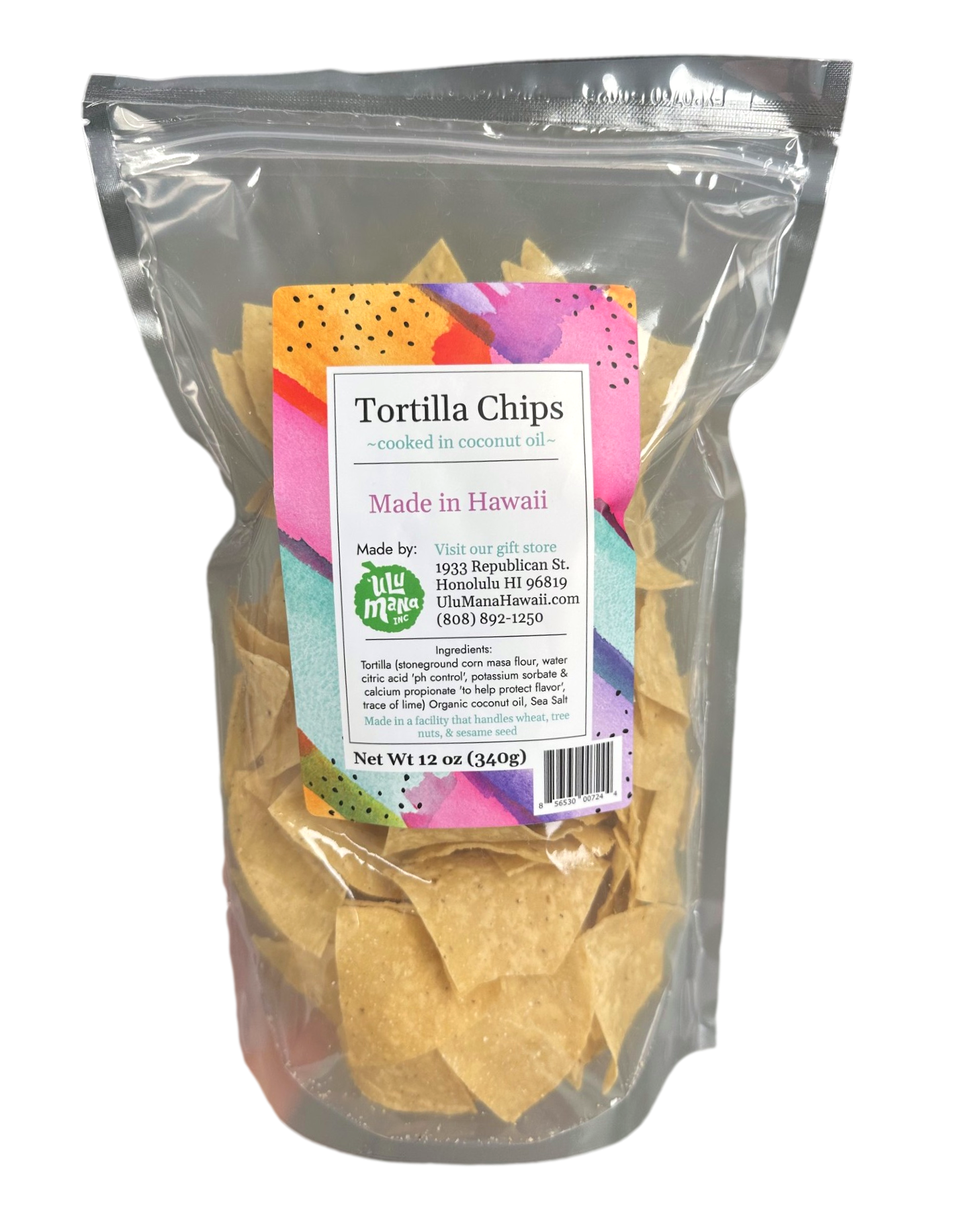 Tortilla Chips Cooked in Coconut oil 12oz - Ulu Mana