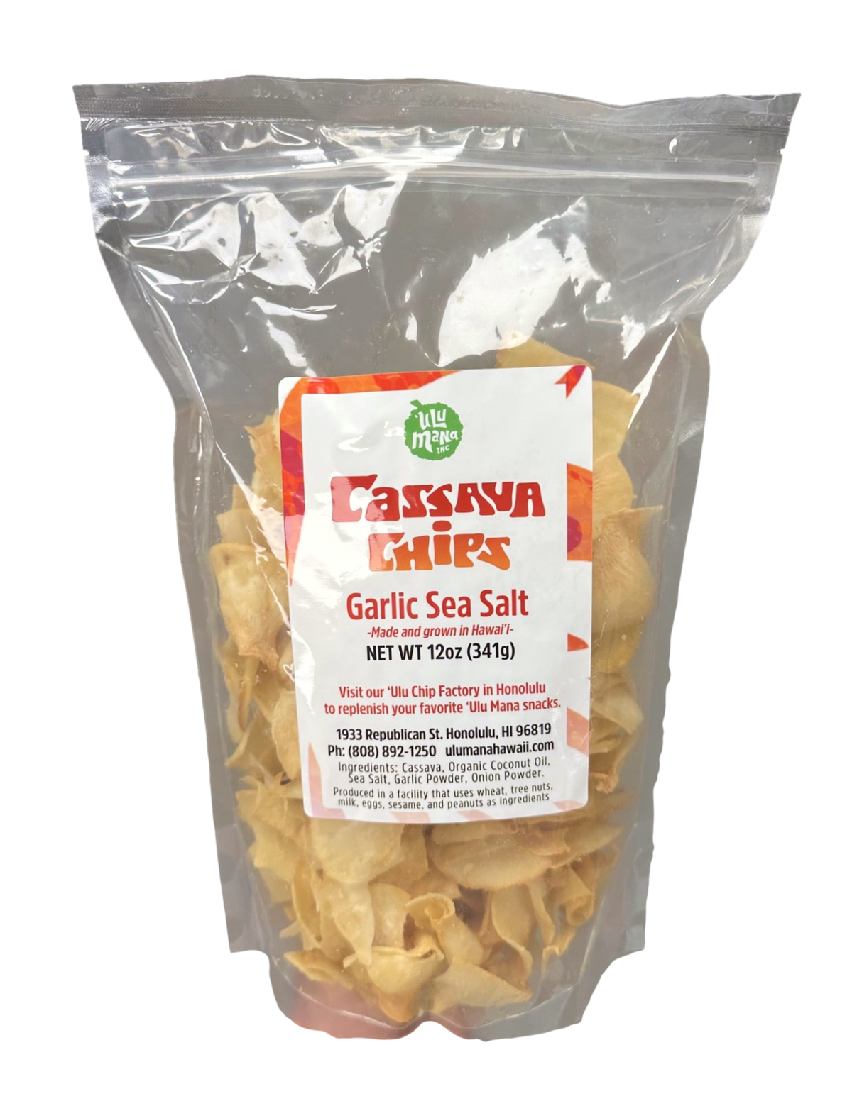 Garlic Sea Salt Cassava Chips Large 12oz bag - Ulu Mana