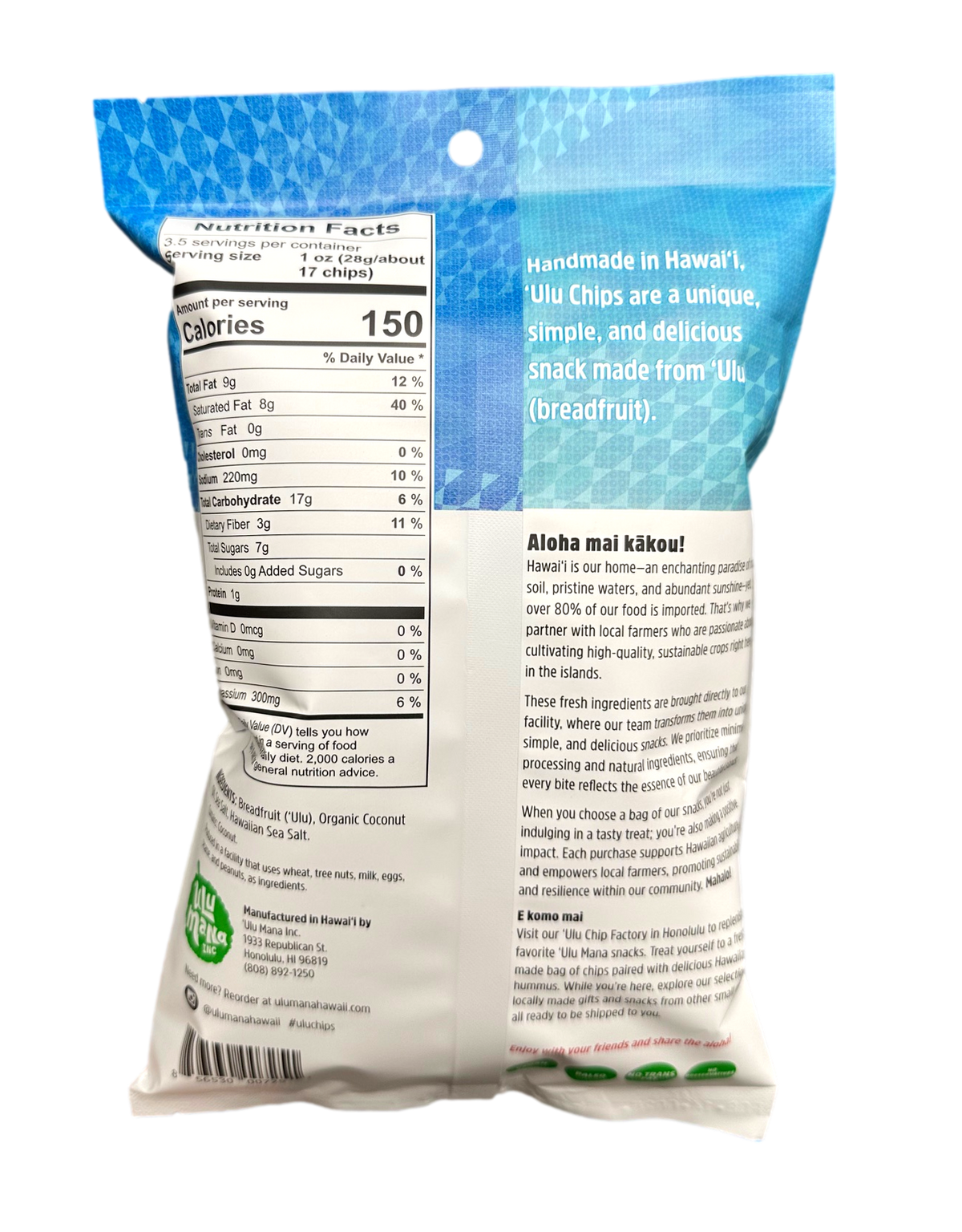 Hawaiian Sea Salt &#39;Ulu Chips 3.5oz - Ulu Mana