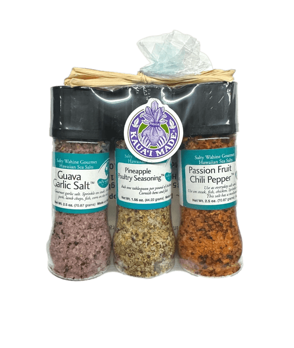 Flavored Hawaiian Sea Salt | 3 Piece Mini Grinder Set | Salty Wahine ...