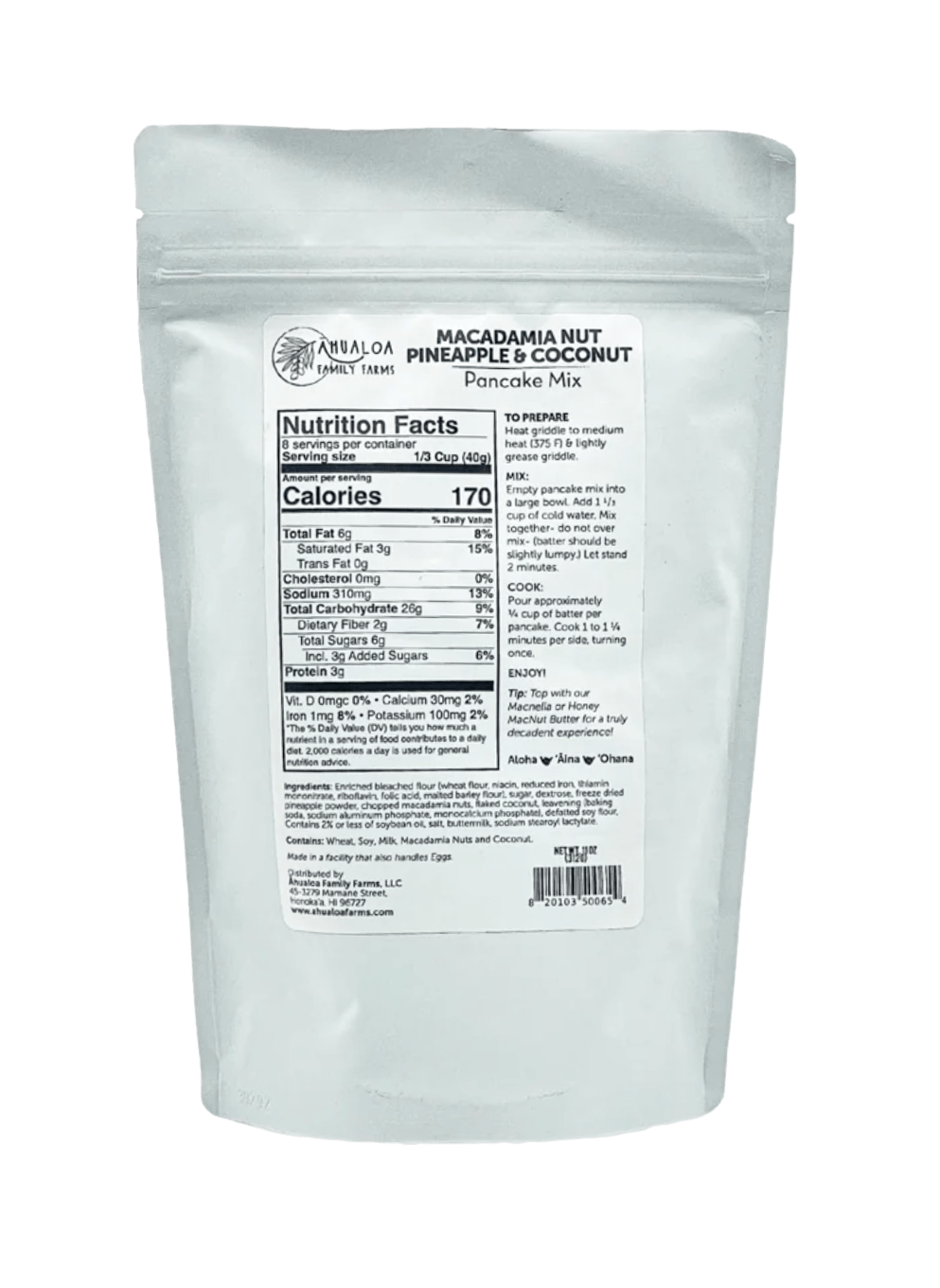 Macadamia Nut Pineapple &amp; Coconut Pancake Mix 11oz - Hawaiian Farmers Market