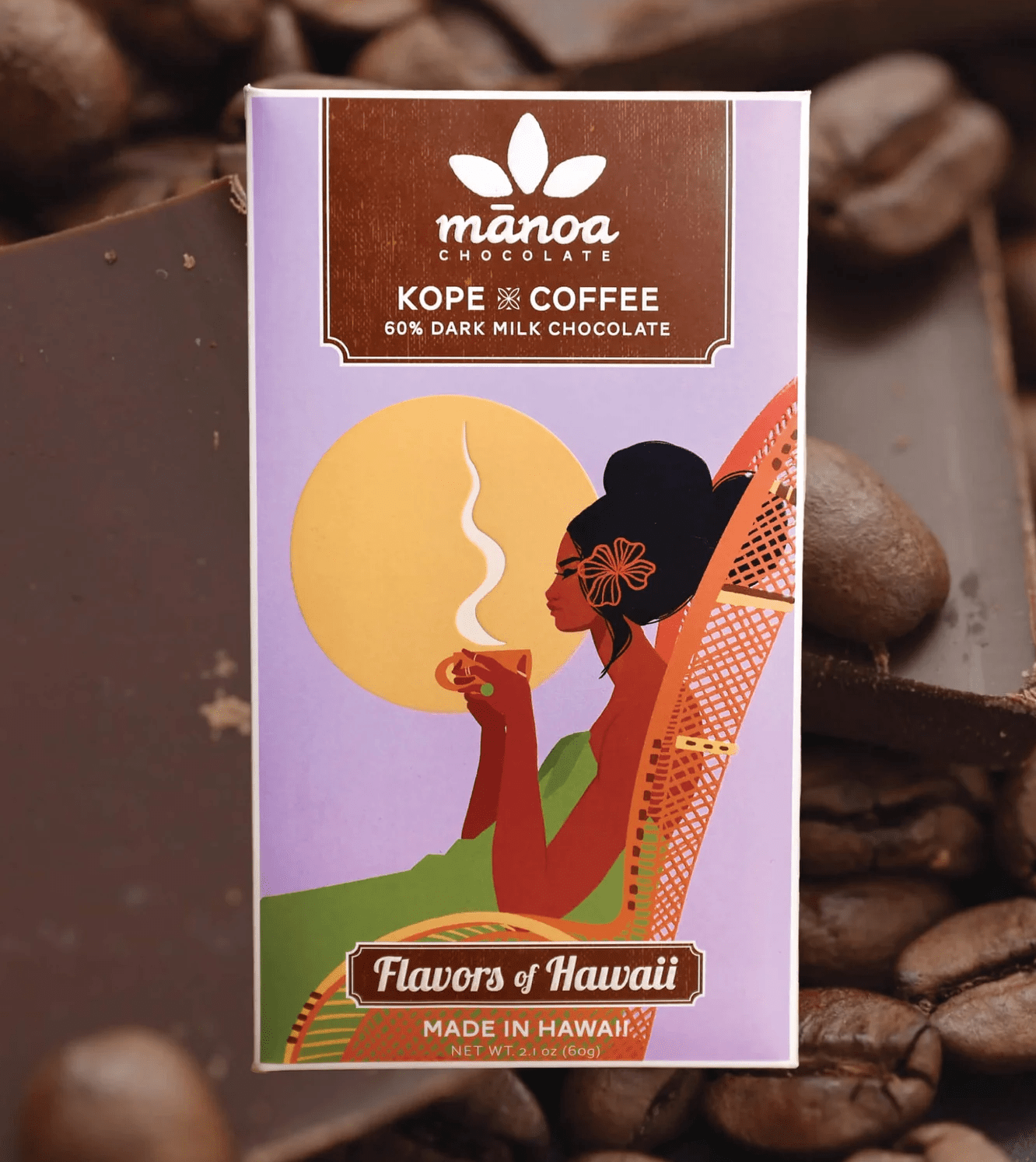 Breakfast Bar 60% Dark Milk Chocolate w/ Hawaiian Coffee & Cacao Nibs 60g - Hawaiian Farmers Market