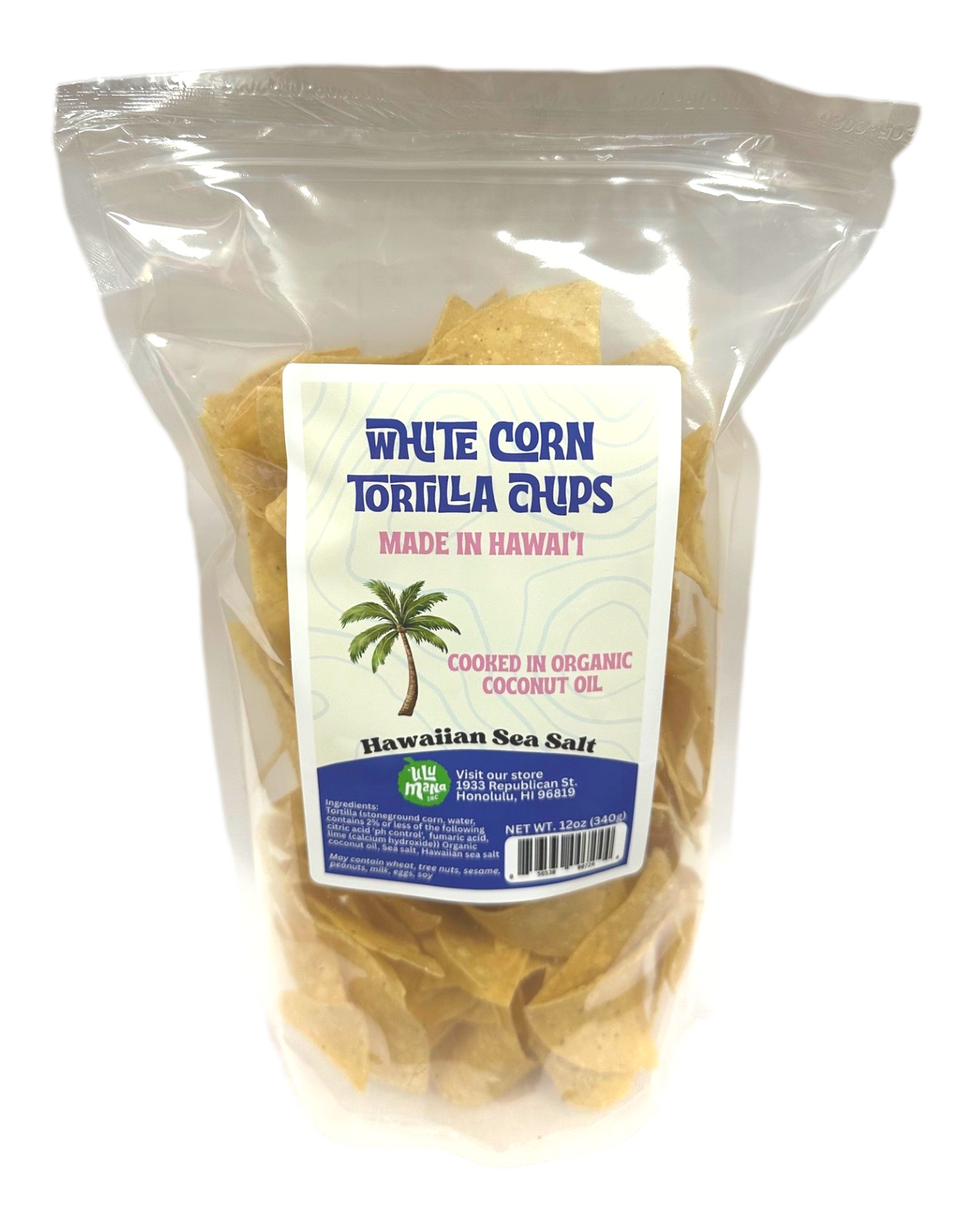 White Corn Tortilla Chips 12oz - Ulu Mana