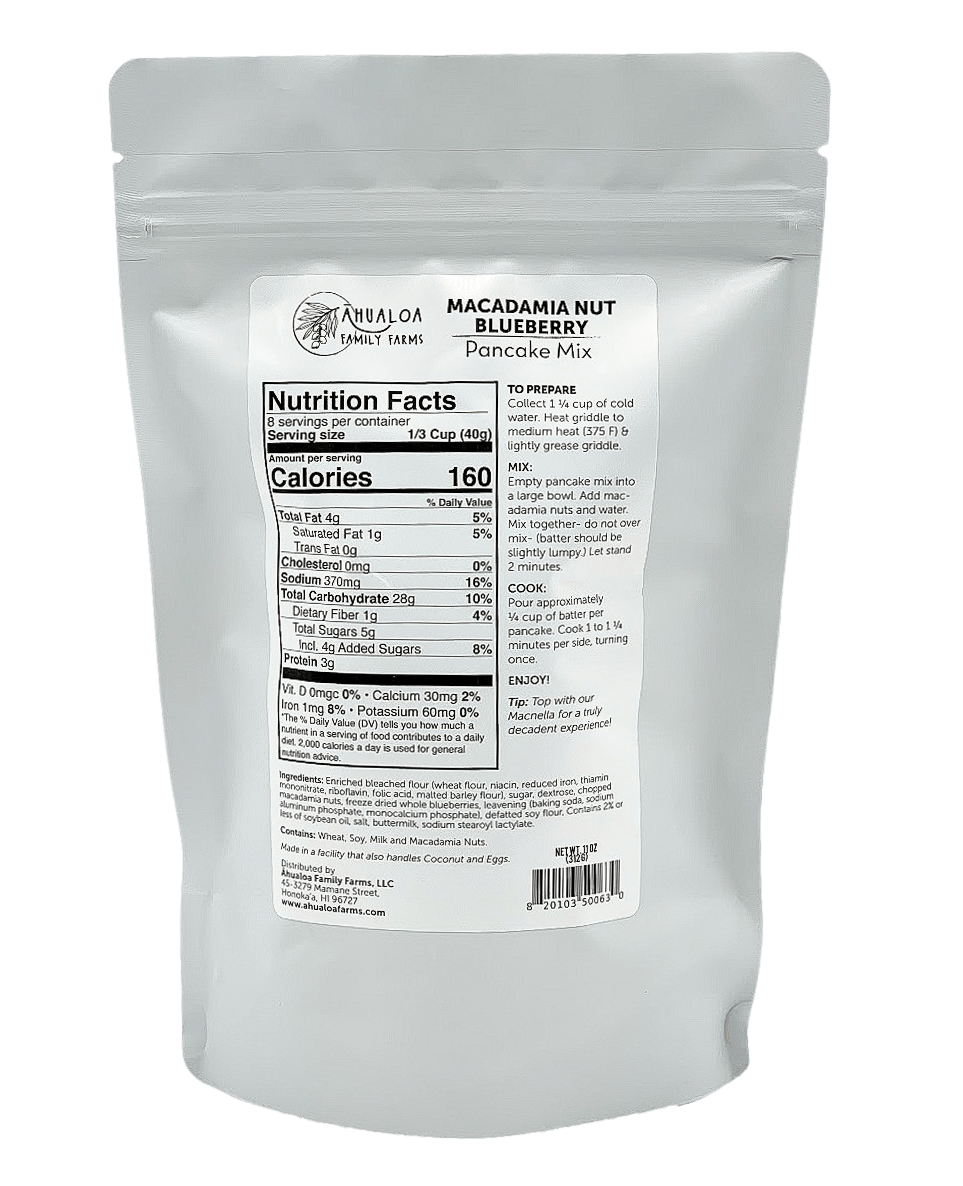 Macadamia Blueberry Pancake Mix 11oz - Hawaiian Farmers Market{