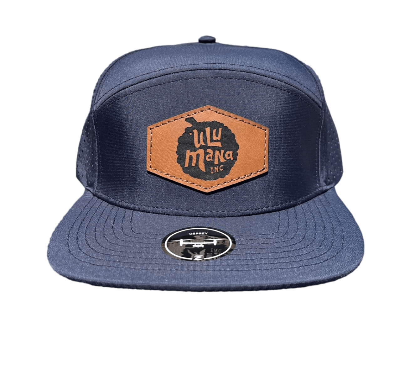 Navy Leather Patch Logo Hat Snapback - Hawaiian Farmers Market