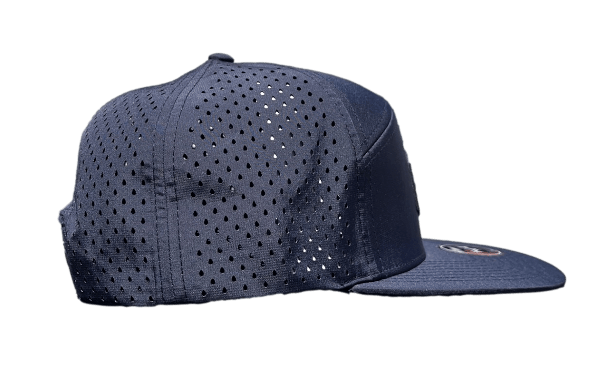 Navy Leather Patch Logo Hat Snapback - Hawaiian Farmers Market