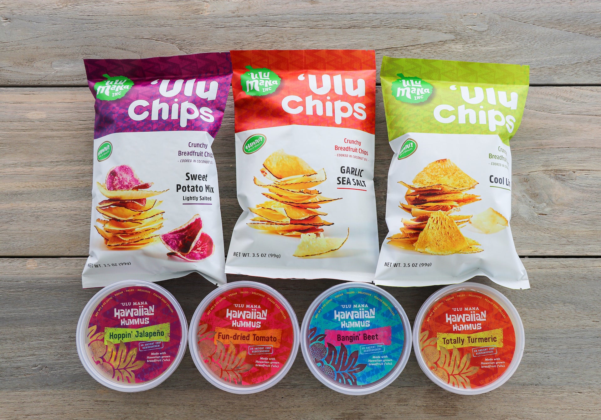 Hawaiian Hummus/'Ulu Chips 8 Pack Combo - Ulu Mana